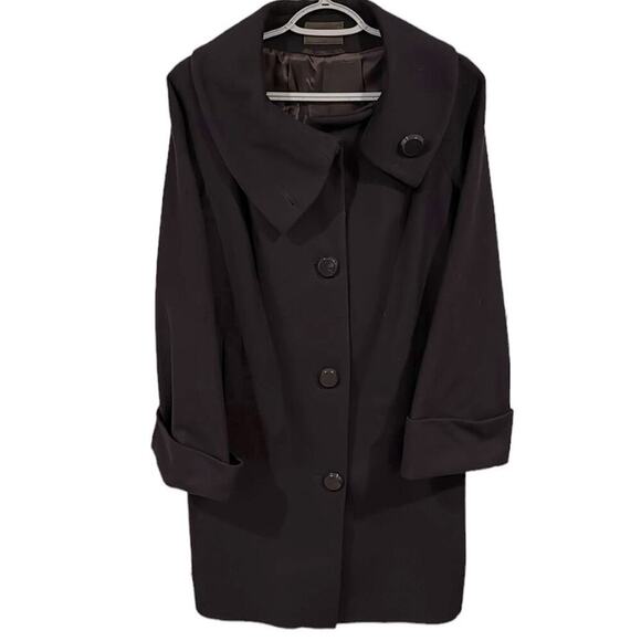 Reiss Double Breasted Peacoat Jacket Foldover Collar Cashmere Wool Purple Size S - Picture 1 of 8
